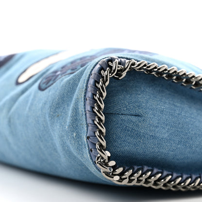 Stella McCartney Eco Denim Embroidered Zigarette Falabella Fold Over Tote Blue 9 of 11