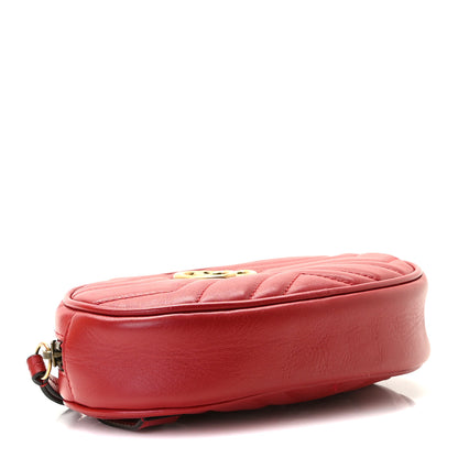 Gucci Calfskin Matelasse GG Marmont Belt Bag 85 34 Hibiscus Red 3 of 10