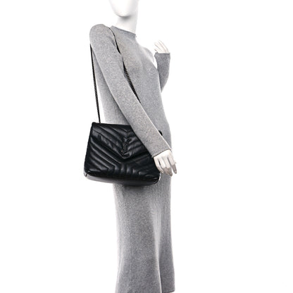 Saint Laurent Calfskin Y Quilted Monogram Monochrome Medium Loulou Chain Satchel Black 2 of 11