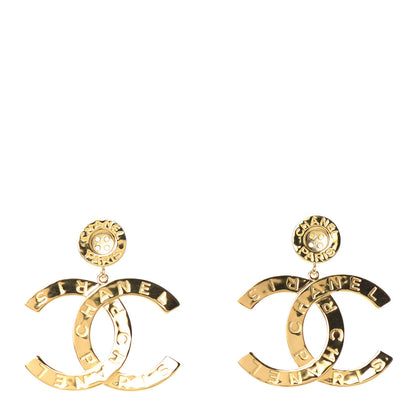 Chanel Metal Large Paris Button Earrings Gold 1 of 4