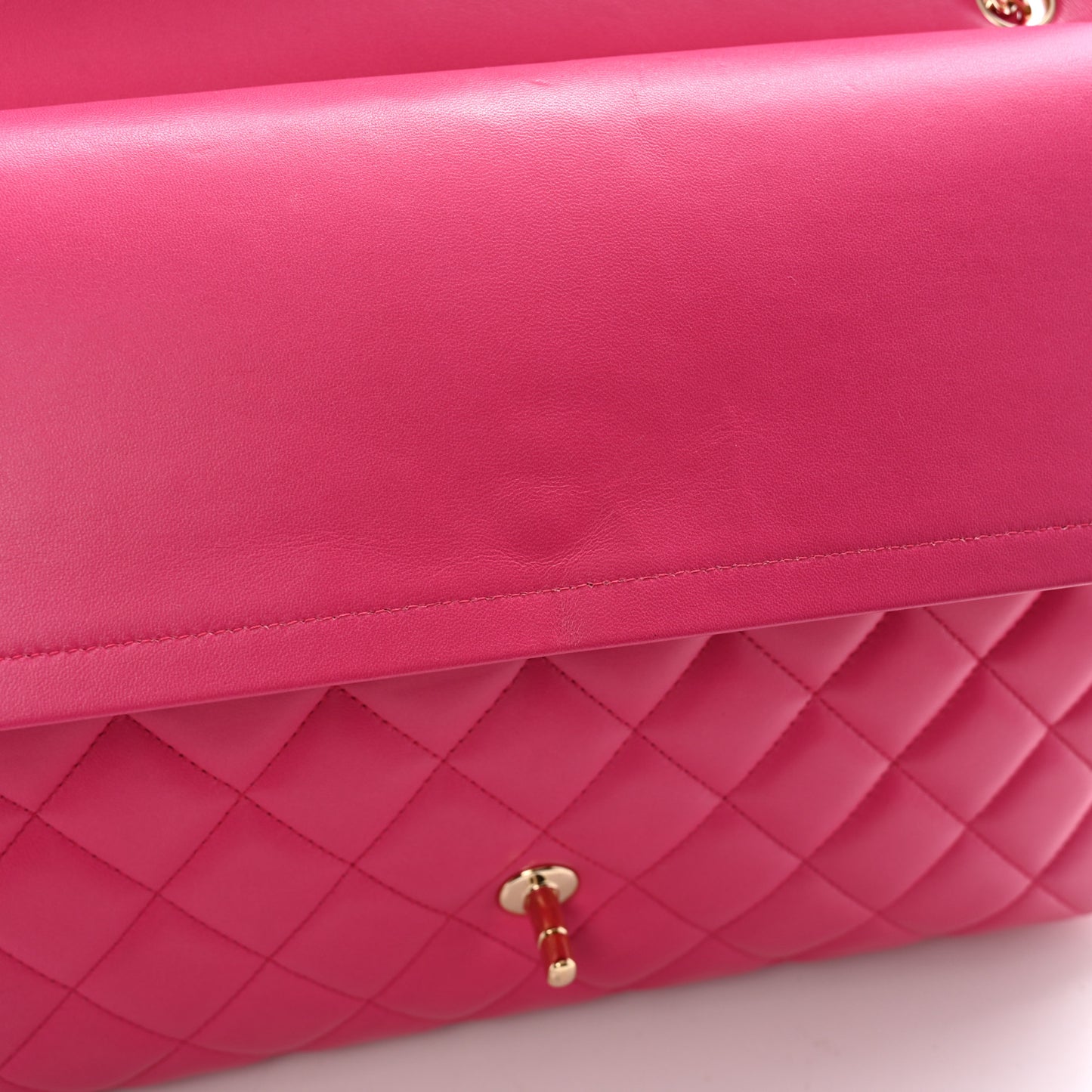 Lambskin Quilted Maxi Double Flap Fuchsia