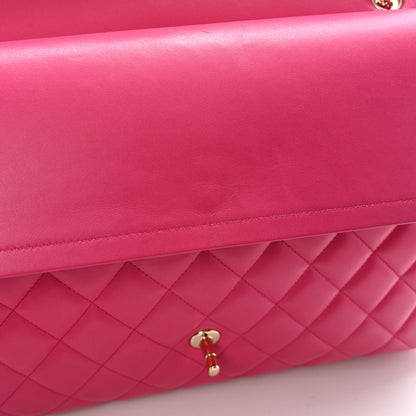Chanel Lambskin Quilted Maxi Double Flap Fuchsia 12 of 14