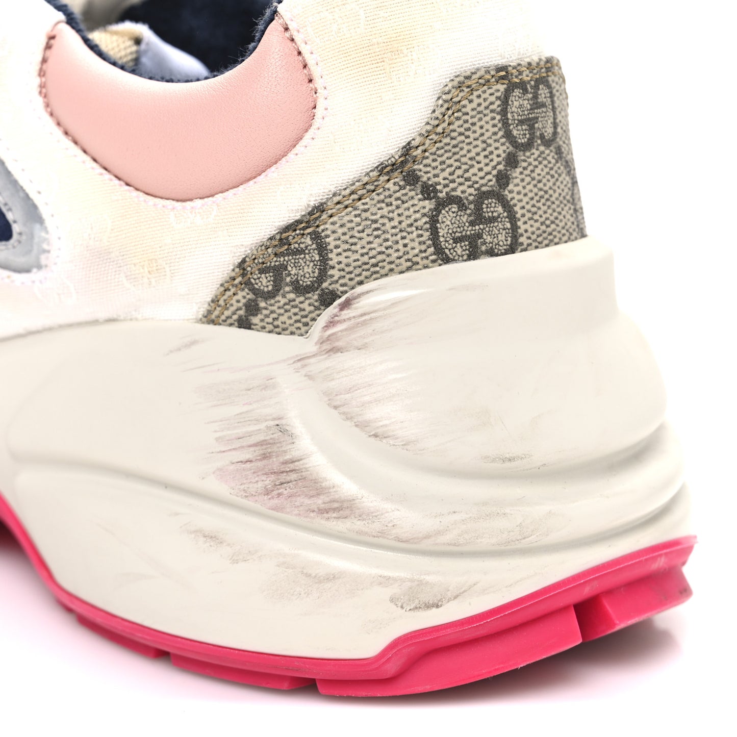GG Supreme Monogram Mix Monogram Womens Rhyton Sneakers 36 London Blue Beige Pale Pink