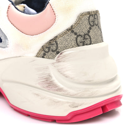 Gucci GG Supreme Monogram Mix Monogram Womens Rhyton Sneakers 36 London Blue Beige Pale Pink 10 of 10