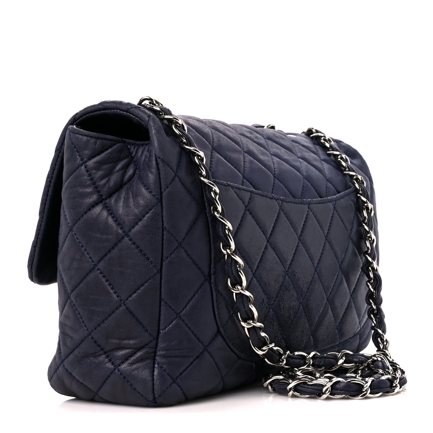 Chanel Lambskin Quilted Jumbo Single Flap Navy 3 of 12