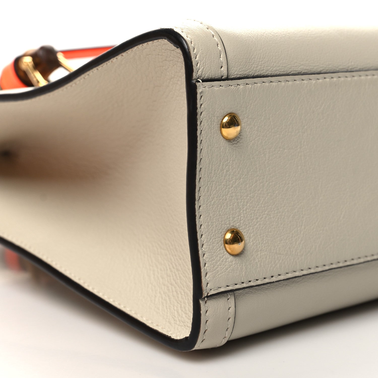 Gucci Wonka Grain Calfskin Small Diana Tote Bag Mystic White Orange Fluo 9 of 11