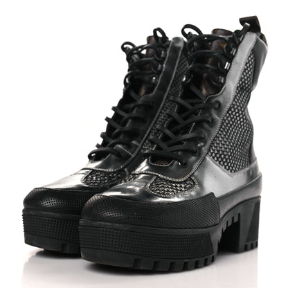 Louis Vuitton Metallic Calfskin Technical Fabric Digital Gate Laureate Platform Desert Boot 37 Silver 3 of 8