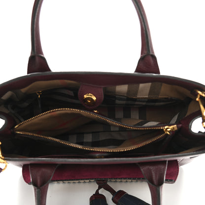 Burberry Grainy Calfskin Perforated Medium Broguing Tassel Banner Tote Mahogany Red 5 of 9