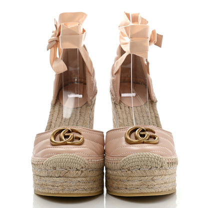 Gucci Nappa Matelasse GG Marmont Ankle Wrap Platform 35/120mm Espadrille Wedges 37.5 Skin Rose 2 of 14