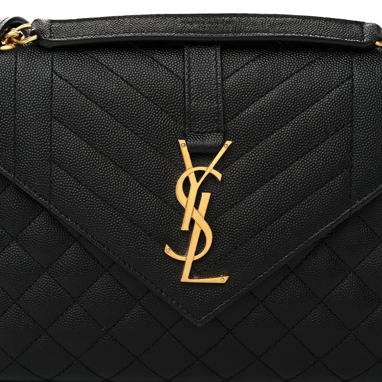 Saint Laurent Grain De Poudre Textured Mixed Matelasse Triquilt Medium Monogram Satchel Black 7 of 10