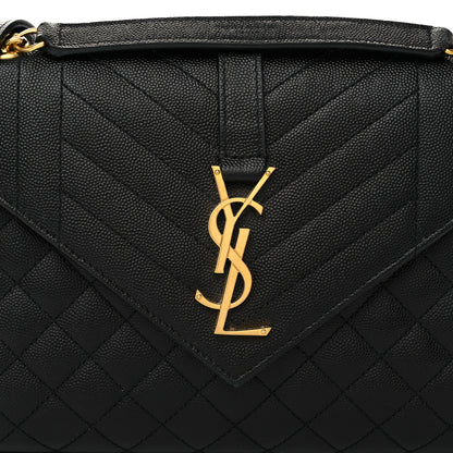 Saint Laurent Grain De Poudre Textured Mixed Matelasse Triquilt Medium Monogram Satchel Black 7 of 10