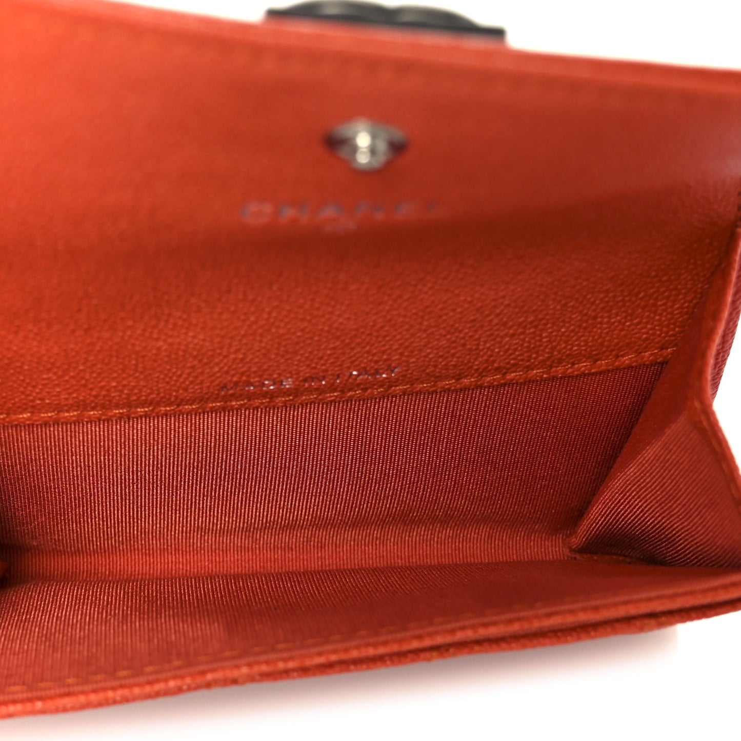 Caviar Quilted Boy Flap Card Holder Orange
