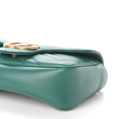 Gucci Calfskin Matelasse Super Mini GG Marmont Shoulder Bag Emerald Green 9 of 9