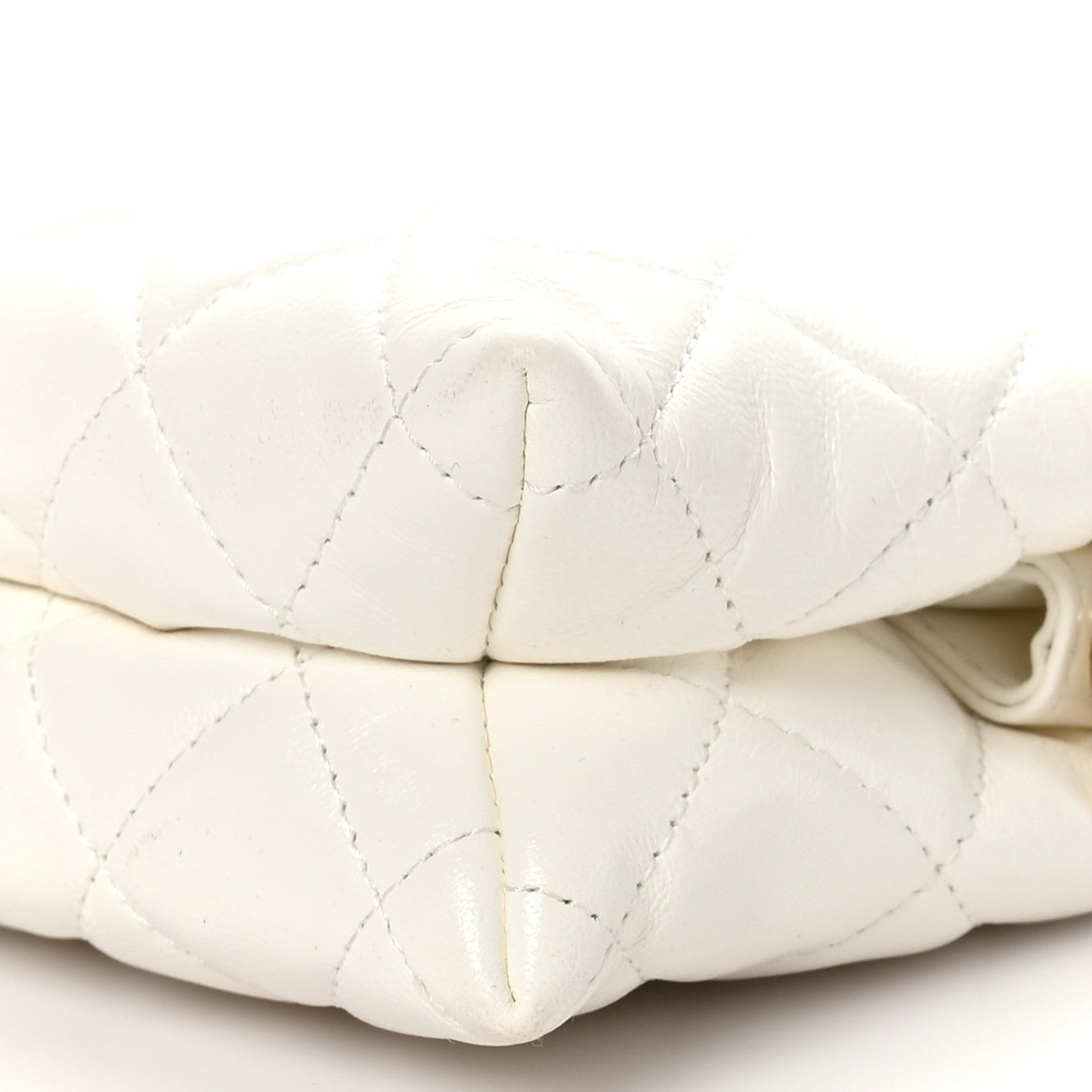Chanel Shiny Crumpled Calfskin Quilted Clutch Bag White 11 of 11