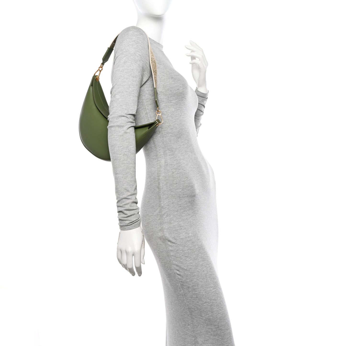 Satin Calfskin Jacquard Small Luna Bag Avocado Green