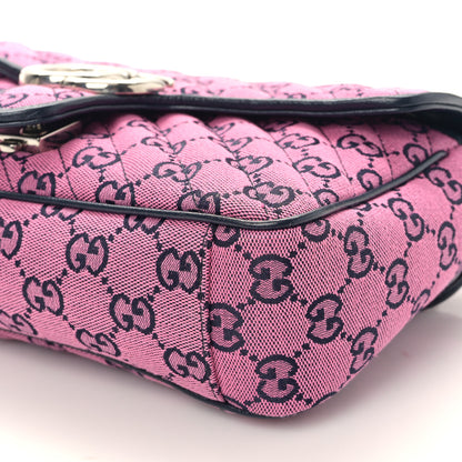 Gucci Monogram Multicolor Matelasse Diagonal Small GG Marmont Shoulder Bag Pink Blue 9 of 9