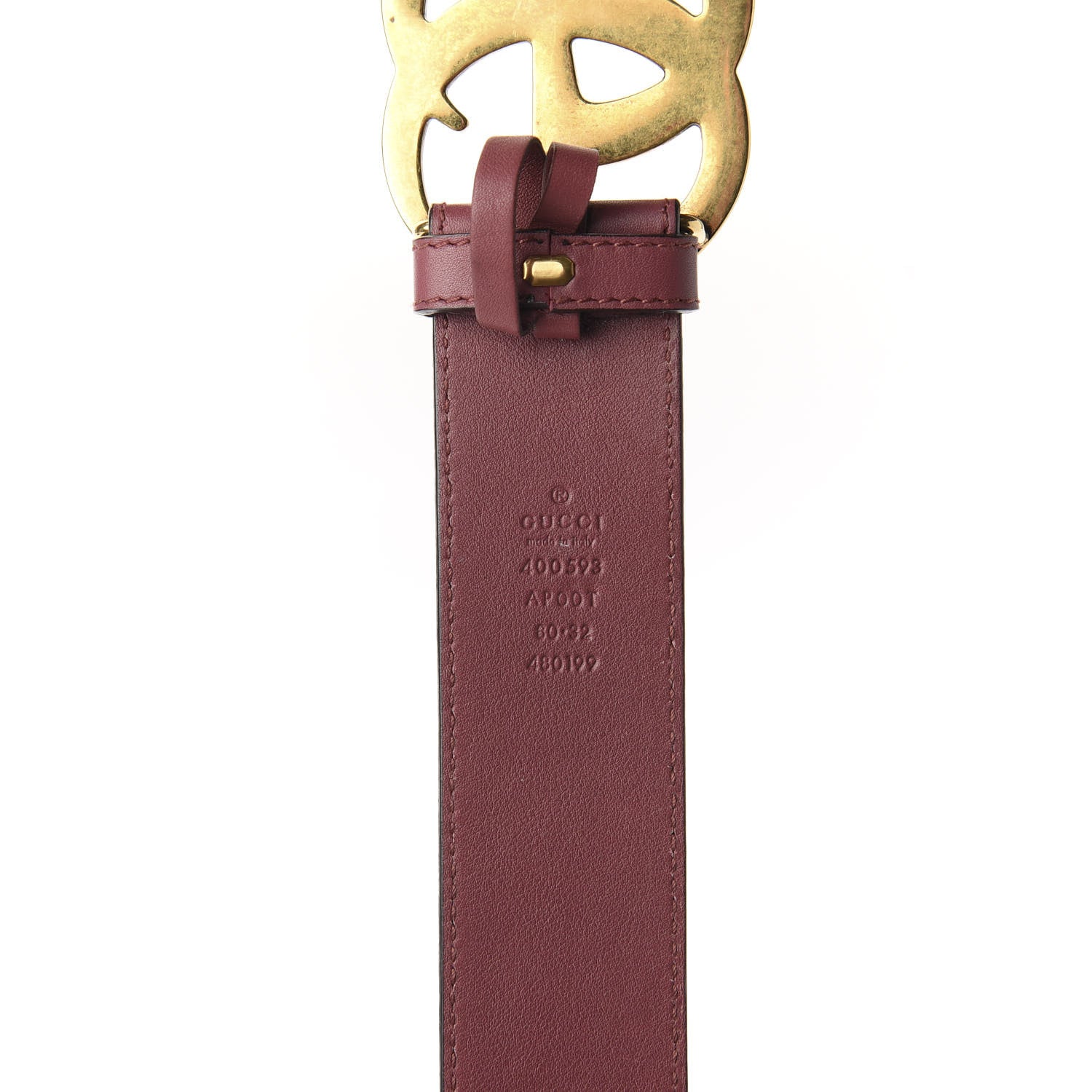 Gucci Calfskin Double G 40mm Belt 80 32 Burgundy 3 of 4