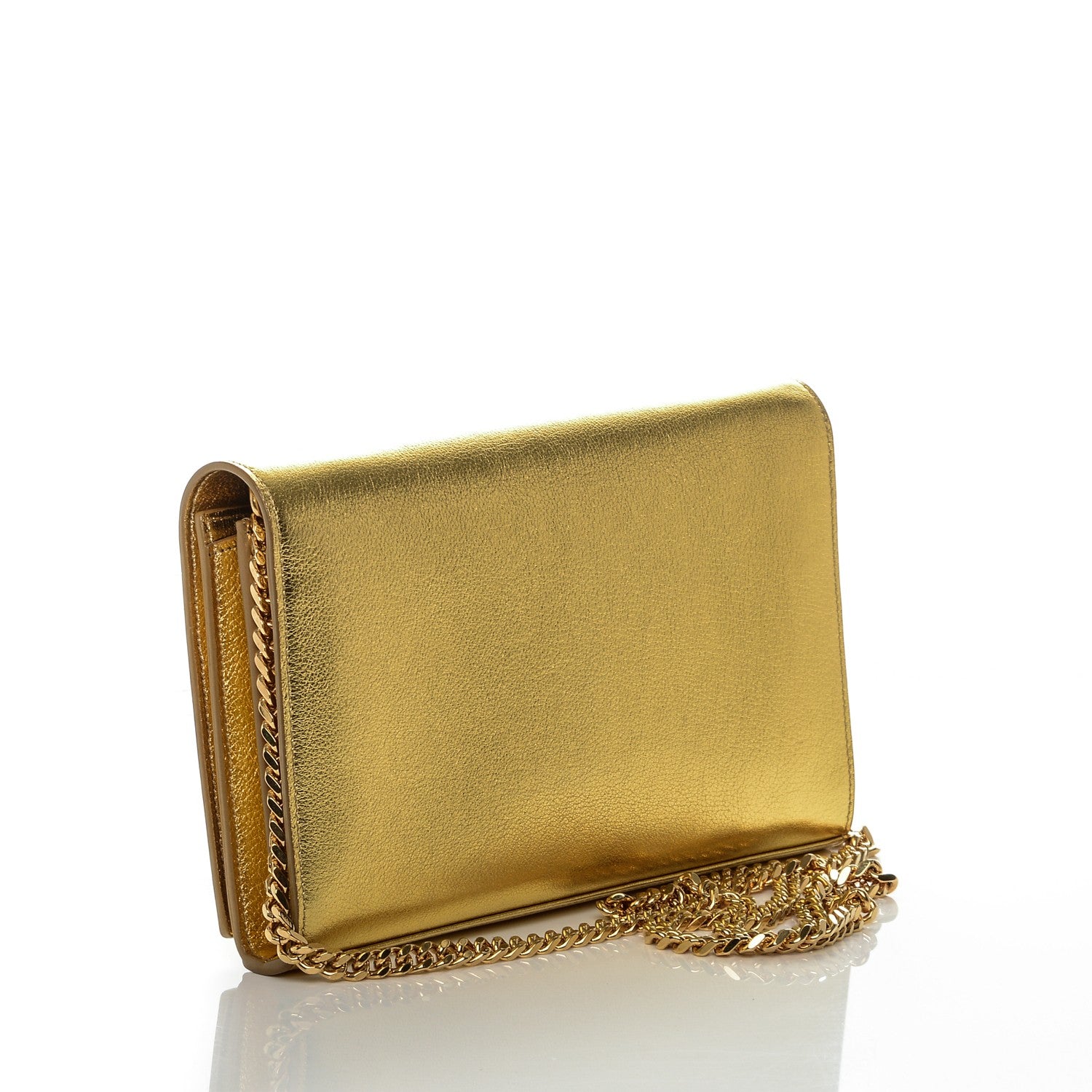 Saint Laurent Metallic Calfskin Monogram Chain Wallet Gold 3 of 7