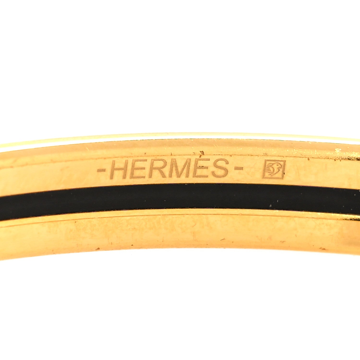 Hermes Enamel Printed Extra Narrow Printed Bracelet Black 4 of 5
