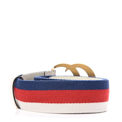 Gucci Nylon Calfskin Sylvie Web Double G 40mm Belt 80 32 Mystic White Hibiscus Red Maritime 2 of 5