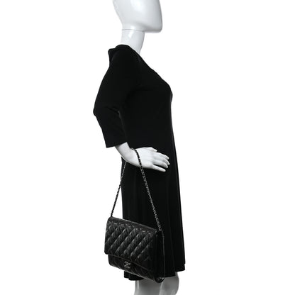 Chanel Striated Patent Quilted Clutch With Chain Flap Dark Grey 2 of 9