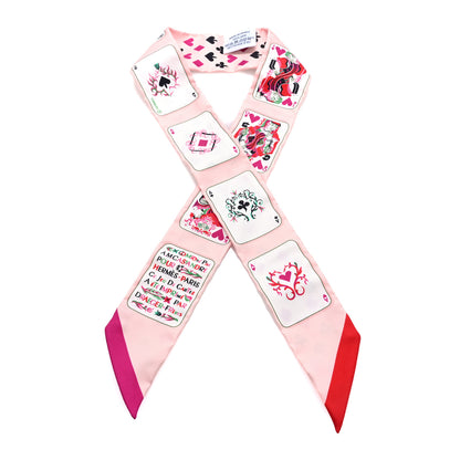 Hermes Silk Jeu de Cartes Twilly Rose Nacre Fuchsia Rouge 1 of 3