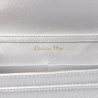Christian Dior Metallic Grained Calfskin Diorama Wallet on Chain Pouch Silver 6 of 10