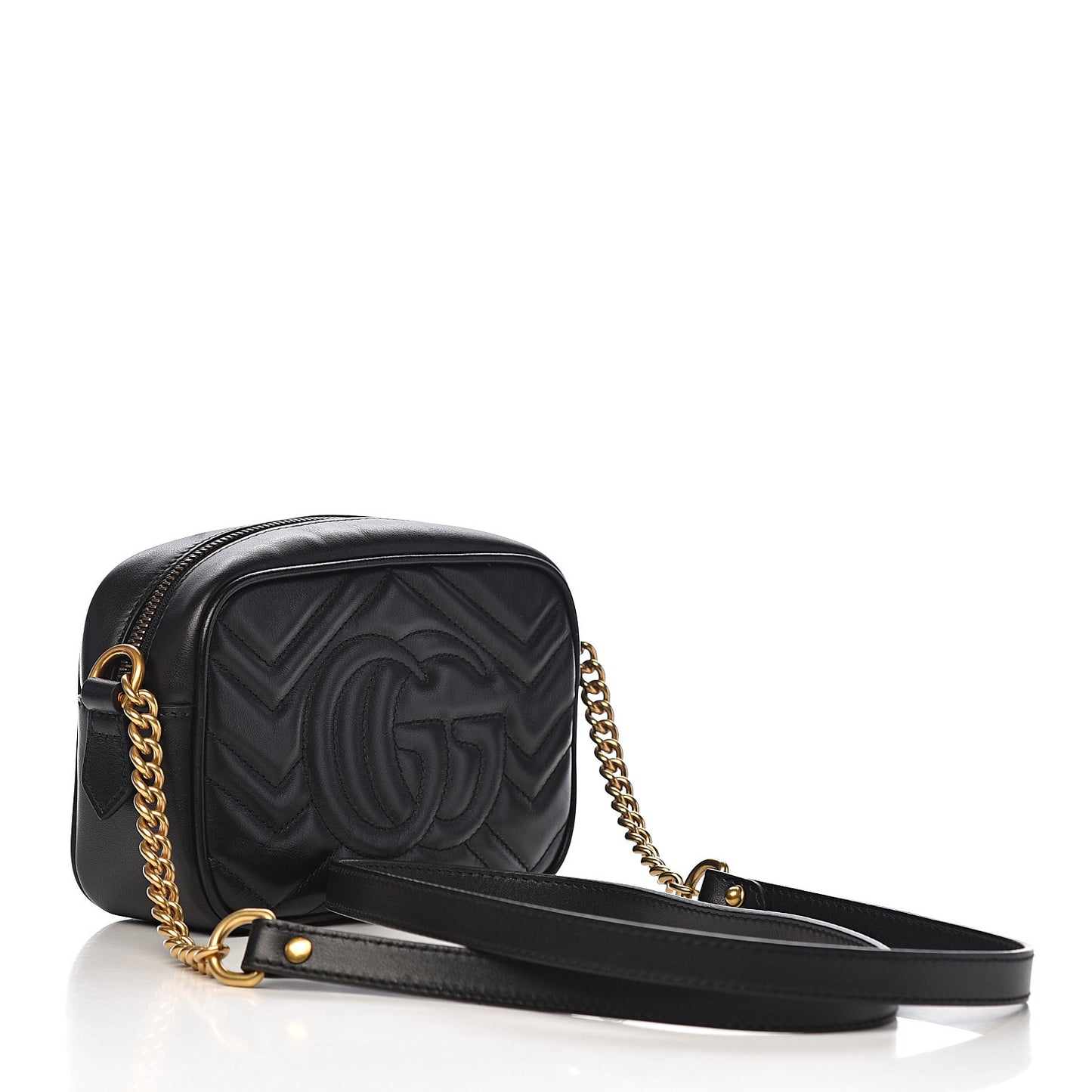 Calfskin Matelasse Mini GG Marmont Chain Shoulder Bag Black