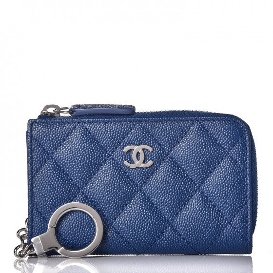 Chanel Caviar Quilted Key Holder Case Blue 1 of 8