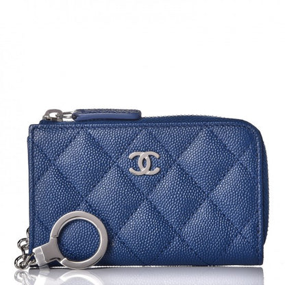Chanel Caviar Quilted Key Holder Case Blue 1 of 8