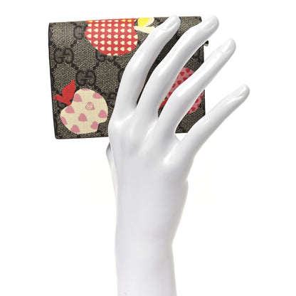 Gucci GG Supreme Monogram Les Pommes Card Case Wallet Beige Multicolor Mystic White 2 of 8
