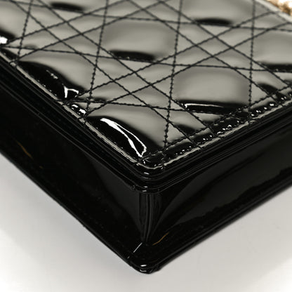 Christian Dior Patent Cannage Lady Dior Chain Wallet Black 18 of 29
