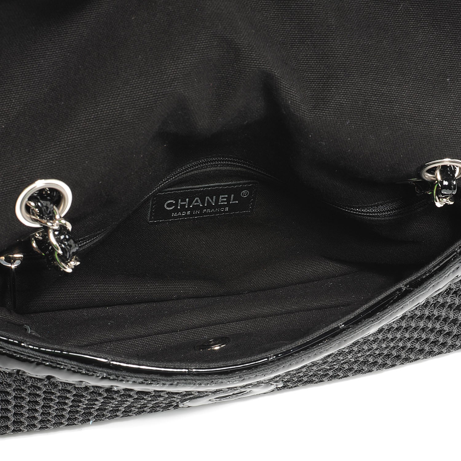 Chanel Patent Net Large La Madrague Tote Black 7 of 9