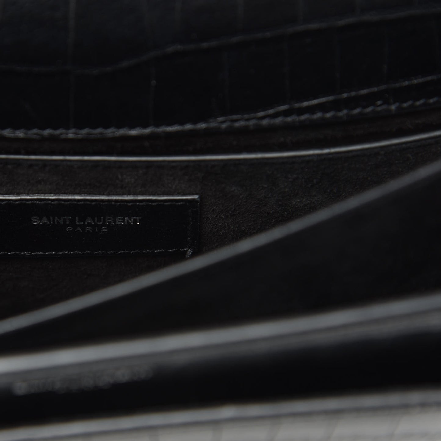 Calfskin Crocodile Embossed Medium Monogram Sunset Black