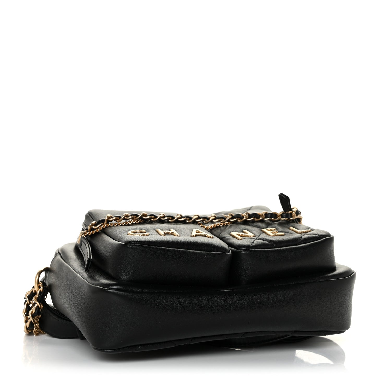 Calfskin Quilted Small Camera Case Black