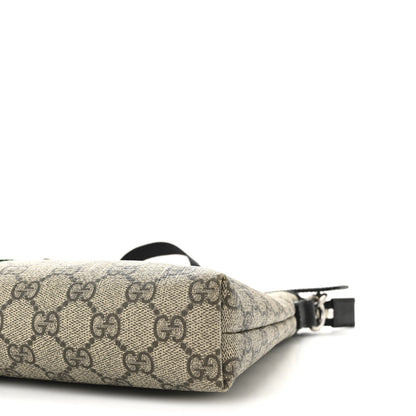 Gucci GG Supreme Monogram Calfskin Web Medium Flat Messenger Bag Beige Ebony Black 10 of 10