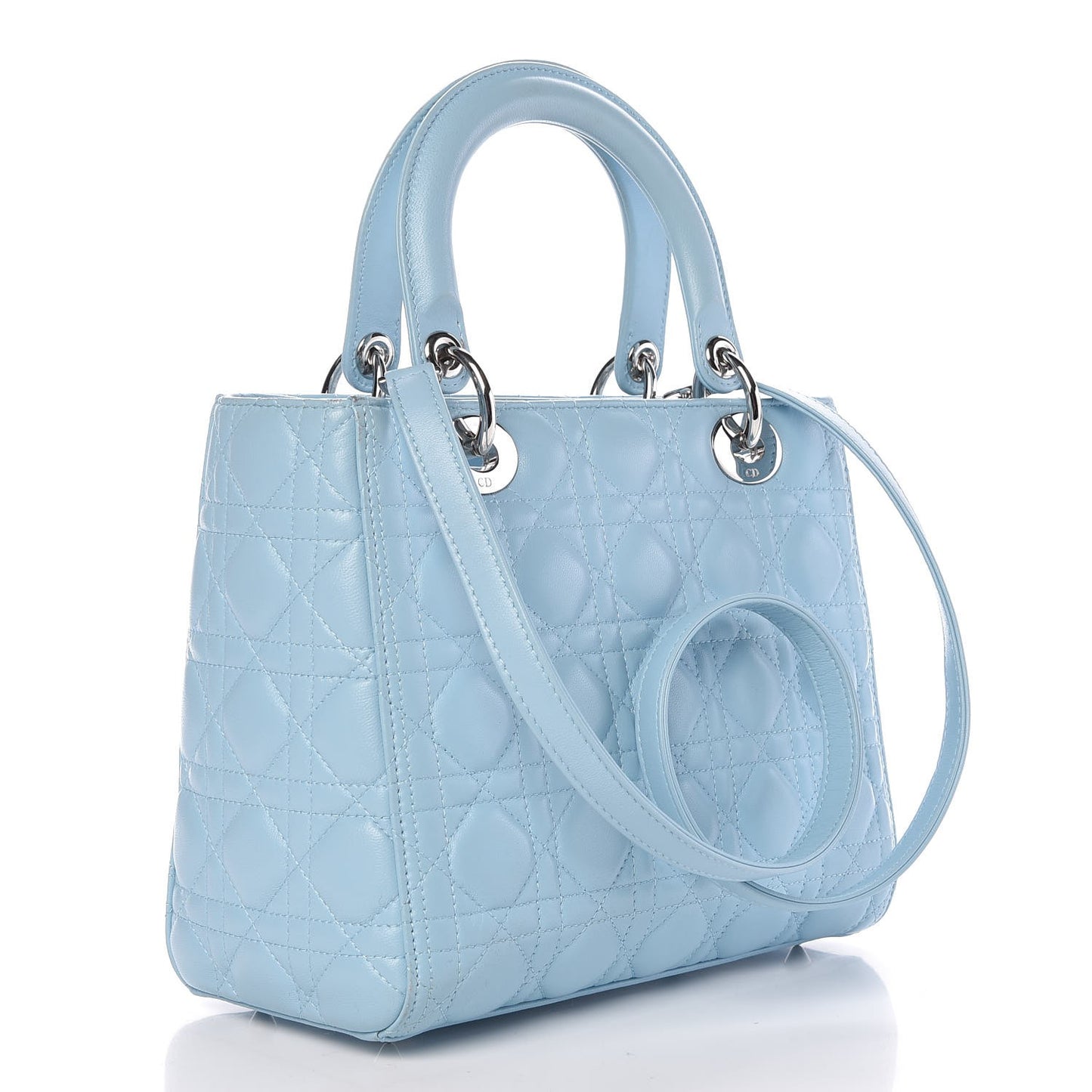 Lambskin Cannage Medium Lady Dior Light Blue
