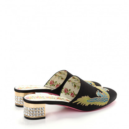 Gucci Satin Dragon Embroidered Candy Mules 38.5 Black 4 of 11