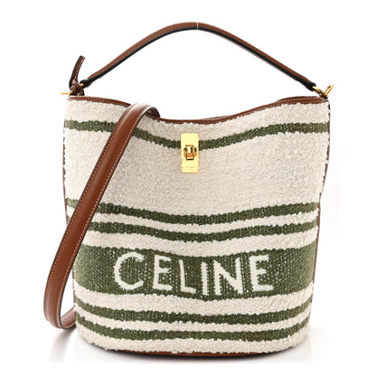 Celine Canvas Smooth Calfskin Logo Bucket 16 Bag Khaki Tan 1 of 15