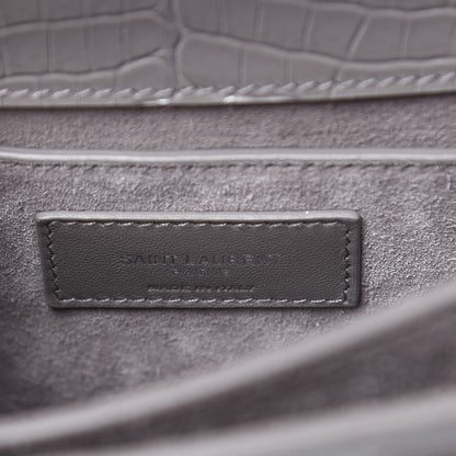 Saint Laurent Calfskin Crocodile Embossed Medium Monogram Sunset Fog 6 of 11