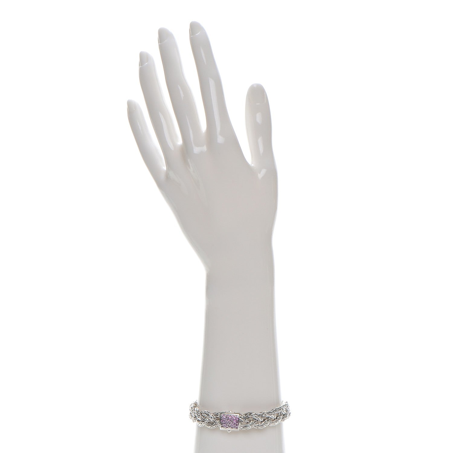 John Hardy Sterling Silver Pink Sapphire 11mm Braided Classic Chain Clasp Bracelet M 2 of 6