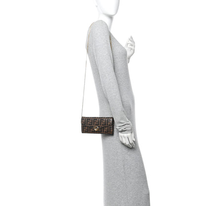Fendi Vitello Soft F is Fendi Bi-Color FF 1974 Embossed Continental Envelope Wallet On Chain Maya Black 2 of 12
