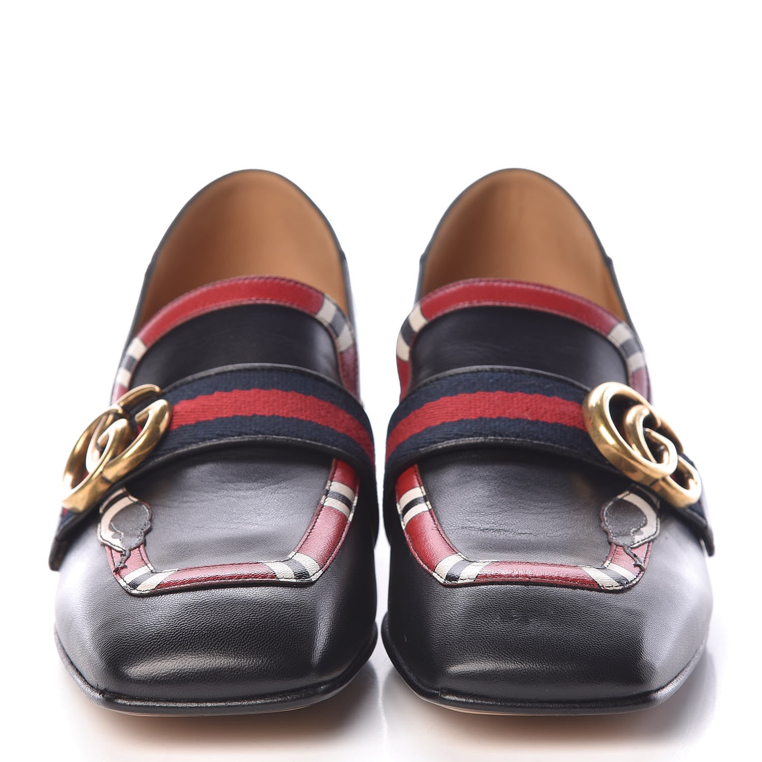 Gucci Malaga Kid Web Kingsnake GG Peyton Loafer Pumps 37 Black 2 of 8