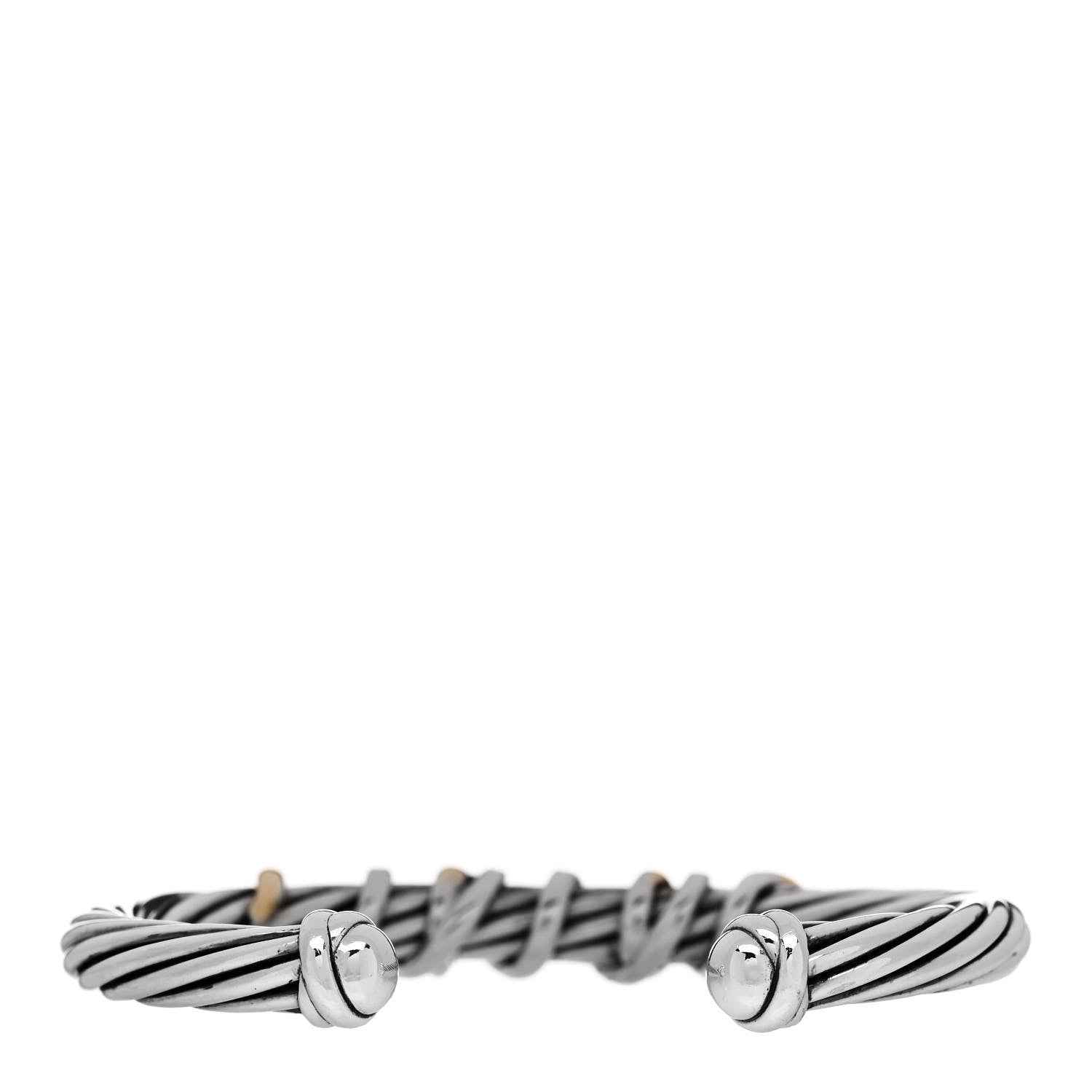 David Yurman Sterling Silver 18K Yellow Gold Diamond 6mm Helena Station Bracelet 2 of 3