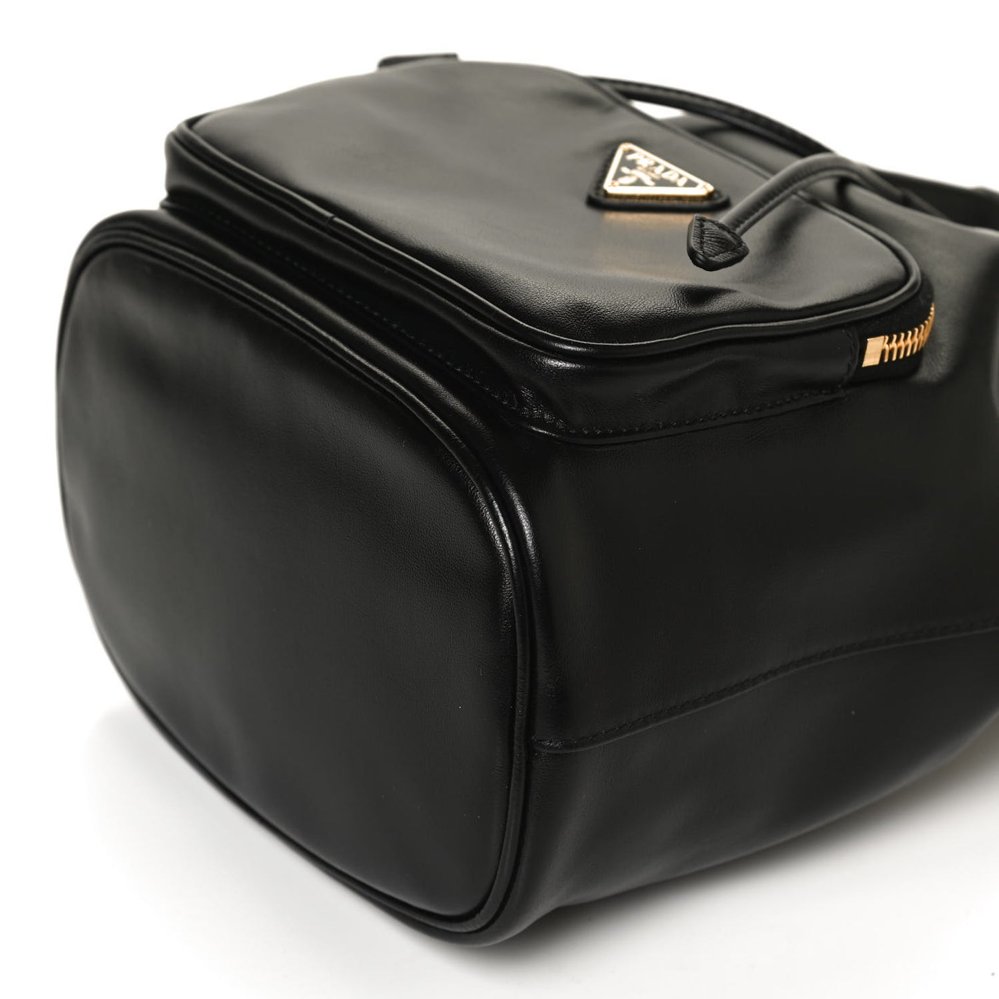 Light Calfskin Saffiano Mini Bucket Crossbody Bag Black
