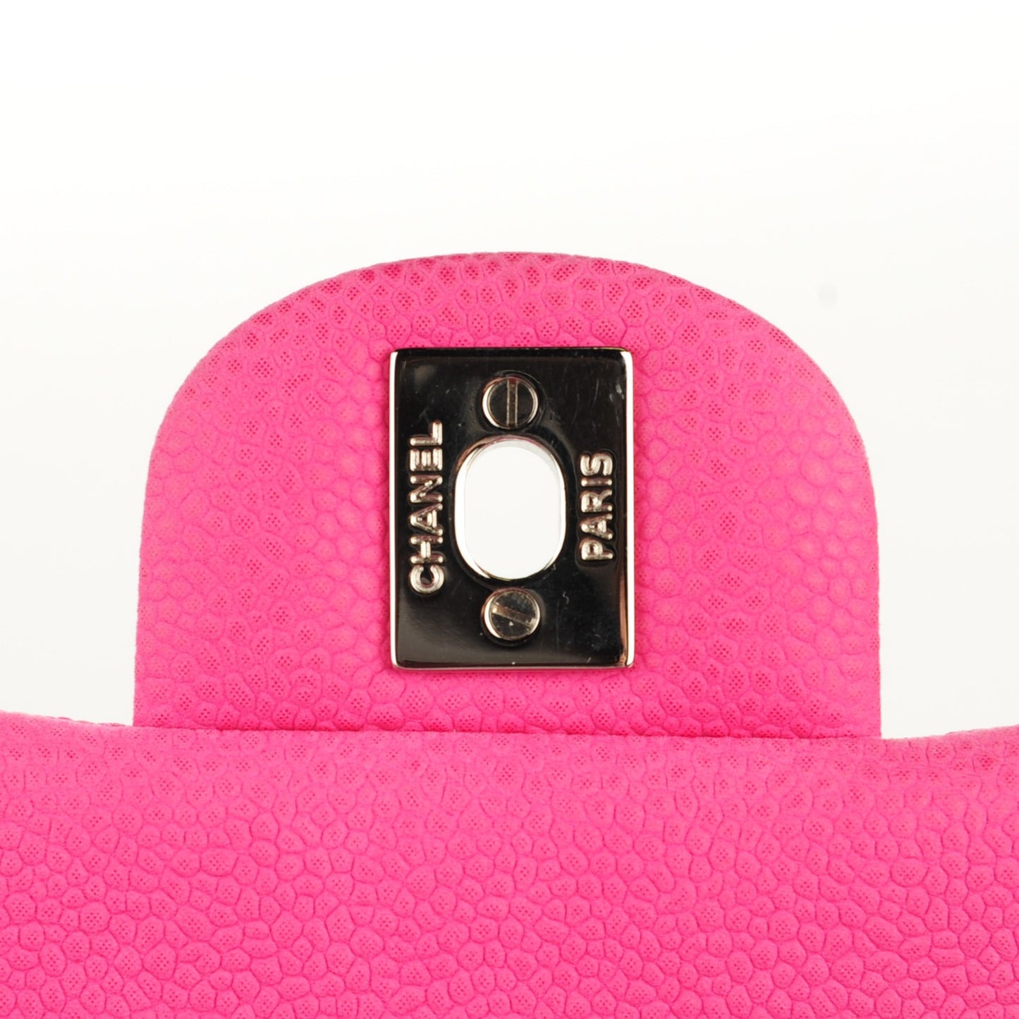Iridescent Caviar Quilted Mini Square Flap Hot Pink