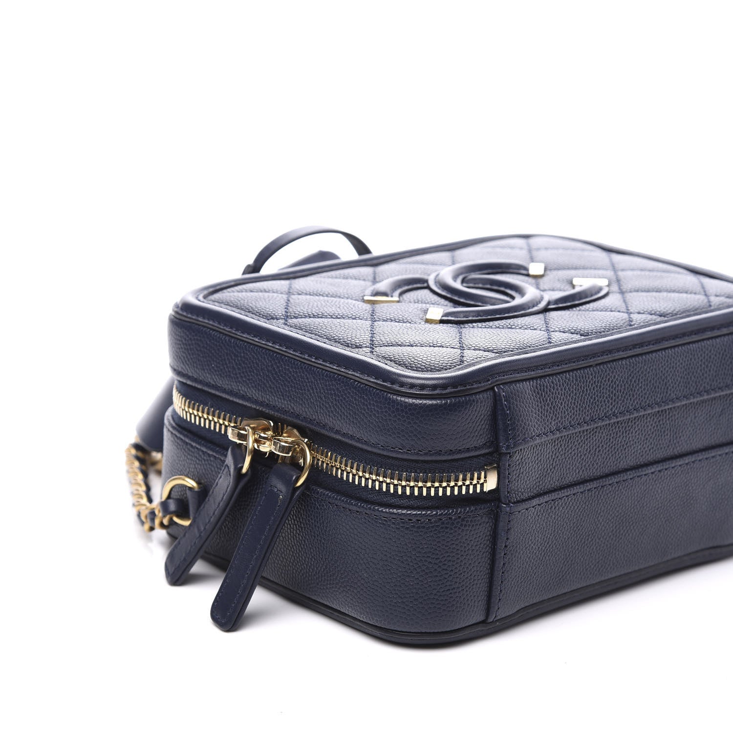 Chanel Caviar Quilted Small CC Filigree Vanity Case Navy 5 of 10