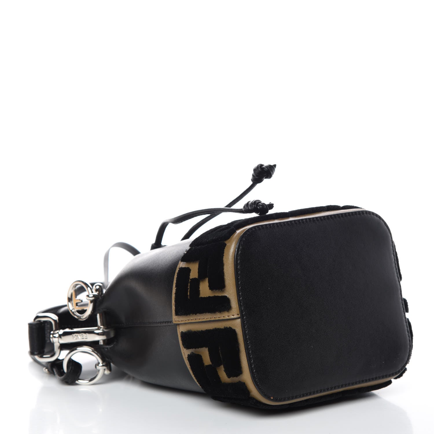 Fendi Vitello Liberty Velvet F is Fendi FF Bi-Color Mini Mon Tresor Bucket Bag Black Fango 4 of 9