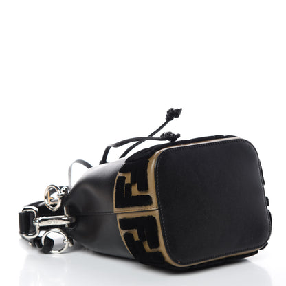 Fendi Vitello Liberty Velvet F is Fendi FF Bi-Color Mini Mon Tresor Bucket Bag Black Fango 4 of 9