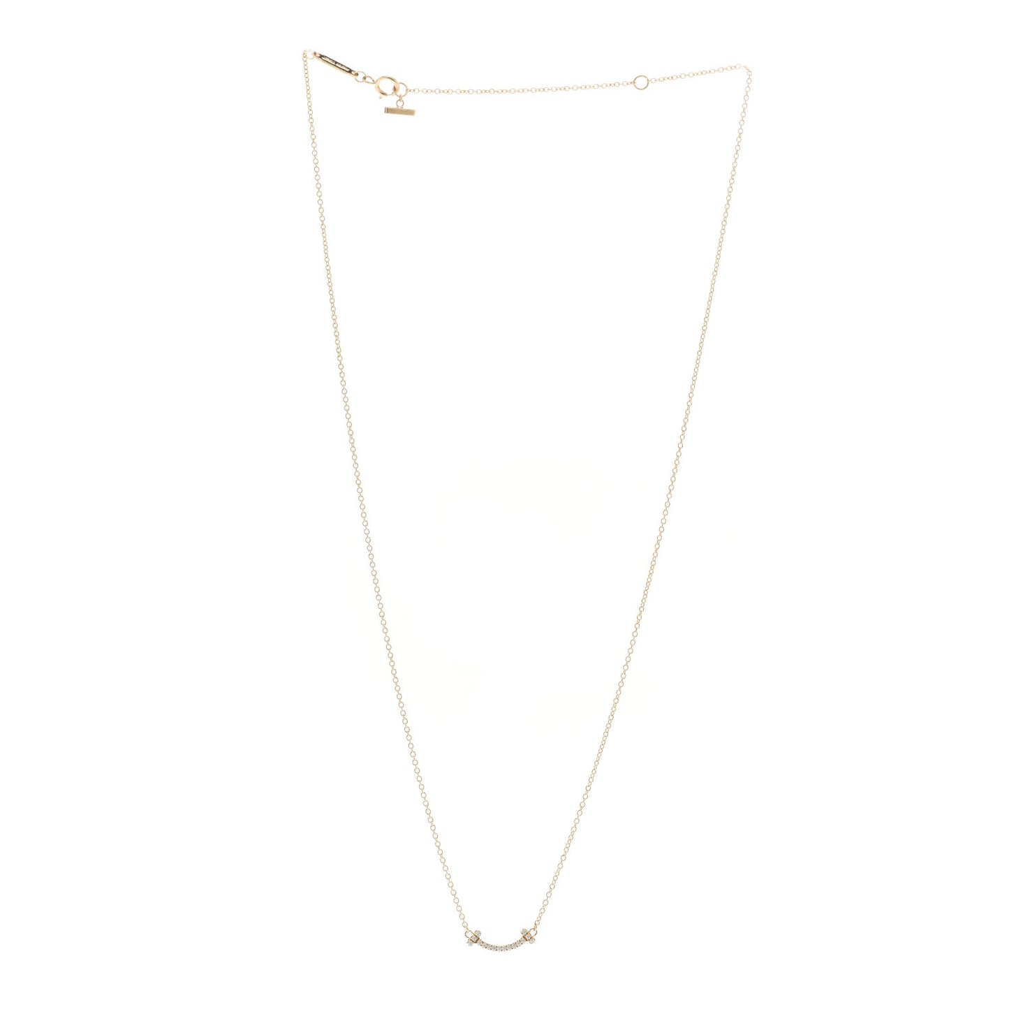 18K Yellow Gold Diamond Mini T Smile Pendant Necklace
